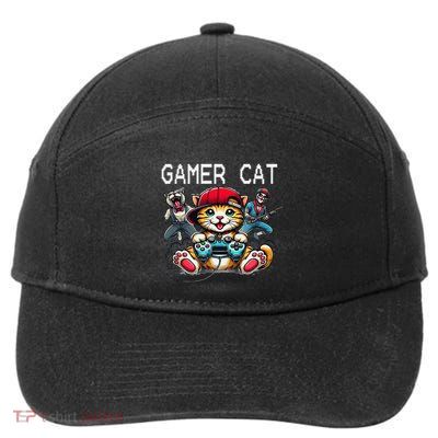 Cats And Gaming For The Cat Lover Gamer Video Game Player 7-Panel Snapback Hat