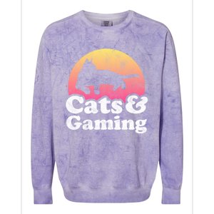 Cats And Gaming S Or S Cat And Gamer Cool Gift Colorblast Crewneck Sweatshirt