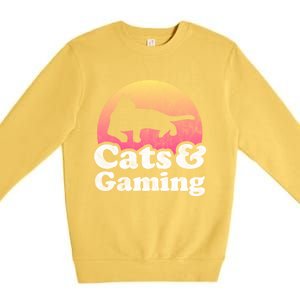 Cats And Gaming S Or S Cat And Gamer Cool Gift Premium Crewneck Sweatshirt