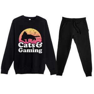 Cats And Gaming S Or S Cat And Gamer Cool Gift Premium Crewneck Sweatsuit Set