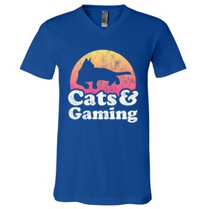 Cats And Gaming S Or S Cat And Gamer Cool Gift V-Neck T-Shirt