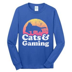 Cats And Gaming S Or S Cat And Gamer Cool Gift Tall Long Sleeve T-Shirt