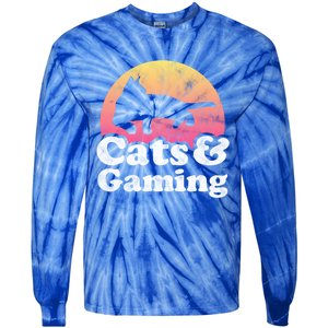 Cats And Gaming S Or S Cat And Gamer Cool Gift Tie-Dye Long Sleeve Shirt