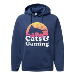 Cats And Gaming S Or S Cat And Gamer Cool Gift Performance Fleece Hoodie