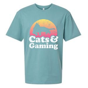 Cats And Gaming S Or S Cat And Gamer Cool Gift Sueded Cloud Jersey T-Shirt