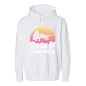 Cats And Gaming S Or S Cat And Gamer Cool Gift Garment-Dyed Fleece Hoodie