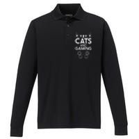 Cats And Gaming Funny Cat Lover Gaming Gift Gamer Performance Long Sleeve Polo