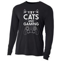 Cats And Gaming Funny Cat Lover Gaming Gift Gamer Cooling Performance Long Sleeve Crew