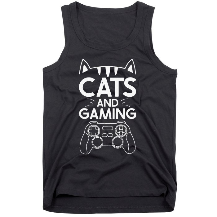 Cats And Gaming Funny Cat Lover Gaming Gift Gamer Tank Top