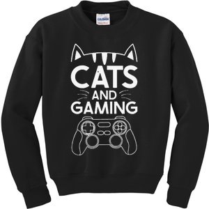 Cats And Gaming Funny Cat Lover Gaming Gift Gamer Kids Sweatshirt