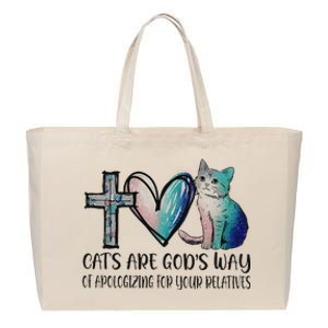 Cats Are GodS Apology Funny Design Cotton Canvas Jumbo Tote