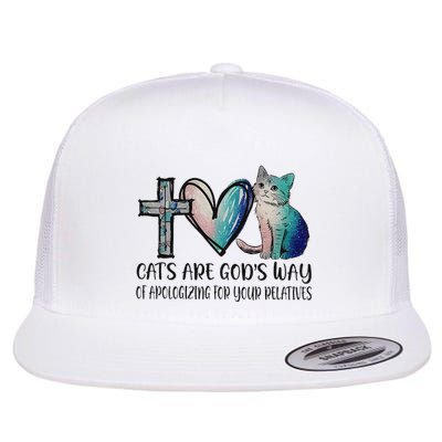 Cats Are GodS Apology Funny Design Flat Bill Trucker Hat