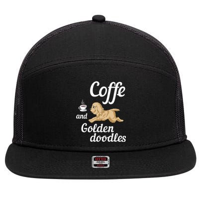 Coffee And Goldendoodles 7 Panel Mesh Trucker Snapback Hat