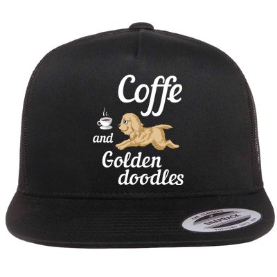 Coffee And Goldendoodles Flat Bill Trucker Hat