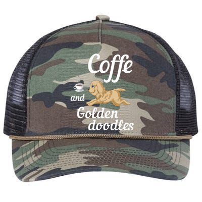 Coffee And Goldendoodles Retro Rope Trucker Hat Cap