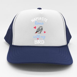 Chubby African Grey Parrot Namaste Home With My Bird Kawaii Funny Gift Trucker Hat