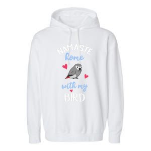 Chubby African Grey Parrot Namaste Home With My Bird Kawaii Funny Gift Garment-Dyed Fleece Hoodie