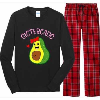 Cute Avocado Girl Face Happy Day Me You Brother Sistercado Long Sleeve Pajama Set