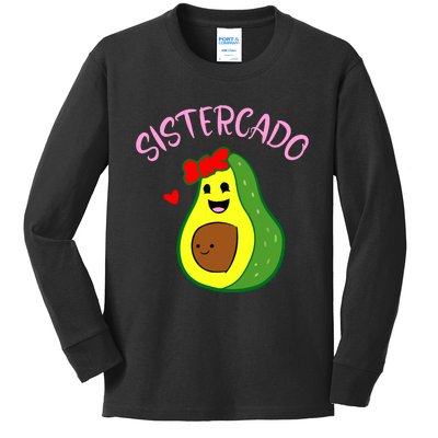 Cute Avocado Girl Face Happy Day Me You Brother Sistercado Kids Long Sleeve Shirt