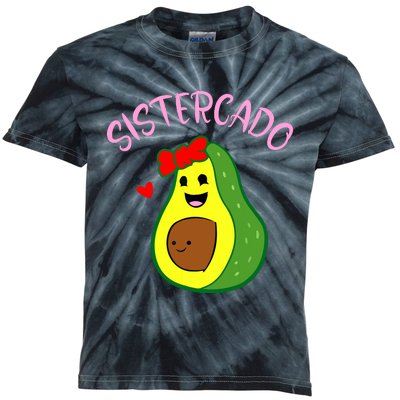 Cute Avocado Girl Face Happy Day Me You Brother Sistercado Kids Tie-Dye T-Shirt