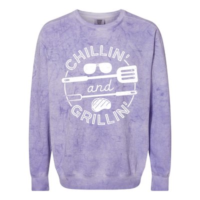 Chillin And Grillin Grill Master Steak Barbecue Bbq Party Gift Colorblast Crewneck Sweatshirt