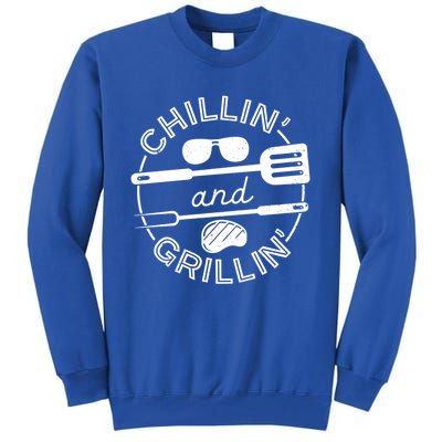 Chillin And Grillin Grill Master Steak Barbecue Bbq Party Gift Tall Sweatshirt