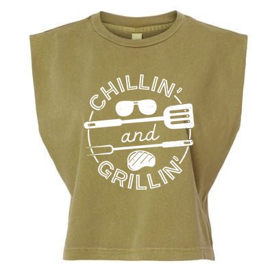 Chillin And Grillin Grill Master Steak Barbecue Bbq Party Gift Garment-Dyed Women's Muscle Tee