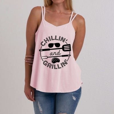 Chillin And Grillin Grill Master Steak Barbecue Bbq Party Gift Women's Strappy Tank