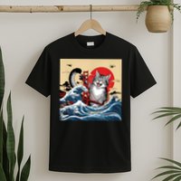 Catzilla Attacking Golden Gate Bridge Funny Cat Design T-Shirt