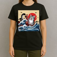 Catzilla Attacking Golden Gate Bridge Funny Cat Design T-Shirt