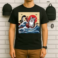 Catzilla Attacking Golden Gate Bridge Funny Cat Design T-Shirt