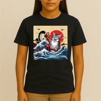 Catzilla Attacking Golden Gate Bridge Funny Cat Design T-Shirt