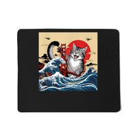 Catzilla Attacking Golden Gate Bridge Funny Cat Design Mousepad