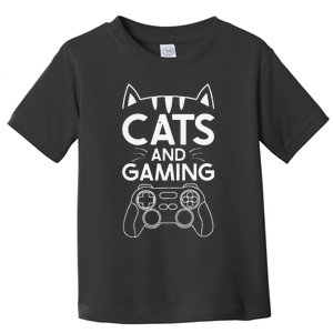 Cats And Gaming Funny Cat Lover Gaming Gift Gamer Toddler T-Shirt