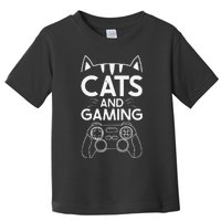 Cats And Gaming Funny Cat Lover Gaming Gift Gamer Toddler T-Shirt