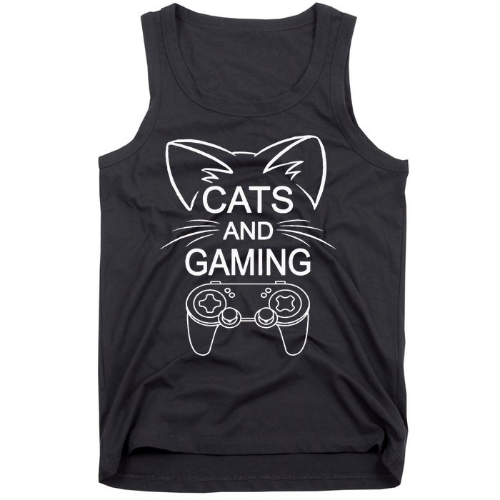 Cats And Gaming Funny Cat Lover Gaming Gift Gamer Tank Top