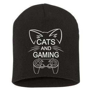 Cats And Gaming Funny Cat Lover Gaming Gift Gamer Short Acrylic Beanie