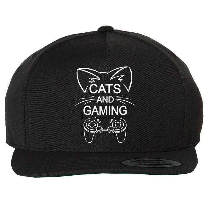 Cats And Gaming Funny Cat Lover Gaming Gift Gamer Wool Snapback Cap