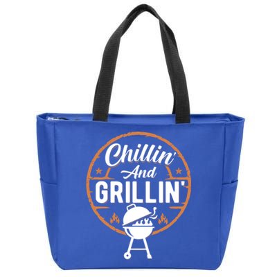 Chillin And Grillin Summer Outdoor Bbq Grilling Dad Fathers Gift Zip Tote Bag