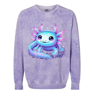 Cute Axolotl Galaxy Rainbow Colorful Axolotl Colorblast Crewneck Sweatshirt