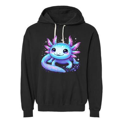 Cute Axolotl Galaxy Rainbow Colorful Axolotl Garment-Dyed Fleece Hoodie