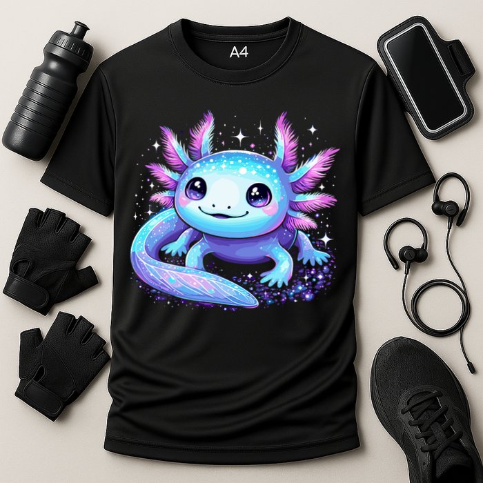Cute Axolotl Galaxy Rainbow Colorful Axolotl Performance Shirt