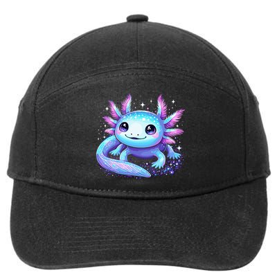Cute Axolotl Galaxy Rainbow Colorful Axolotl 7-Panel Snapback Hat