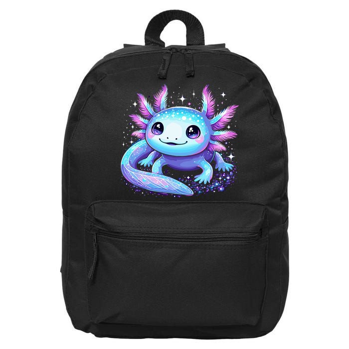 Cute Axolotl Galaxy Rainbow Colorful Axolotl 16 in Basic Backpack