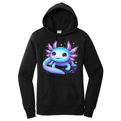 Cute Axolotl Galaxy Rainbow Colorful Axolotl Women's Pullover Hoodie