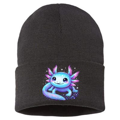 Cute Axolotl Galaxy Rainbow Colorful Axolotl Sustainable Knit Beanie