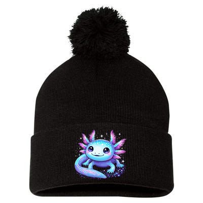 Cute Axolotl Galaxy Rainbow Colorful Axolotl Pom Pom 12in Knit Beanie