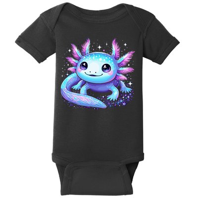 Cute Axolotl Galaxy Rainbow Colorful Axolotl Baby Bodysuit