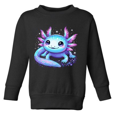 Cute Axolotl Galaxy Rainbow Colorful Axolotl Toddler Sweatshirt
