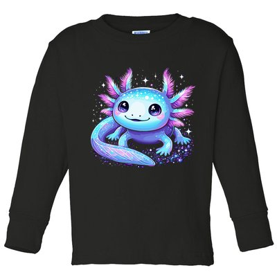 Cute Axolotl Galaxy Rainbow Colorful Axolotl Toddler Long Sleeve Shirt